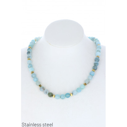 BEADS & STONES NECKLACE WITH STEEL BEADS