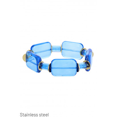 STEEL BRACELET ON ELASTIC WITH COLORED CRISTAL