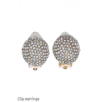 CLIP EARRINGS ROUND SHAPE WITH RHINESTONES