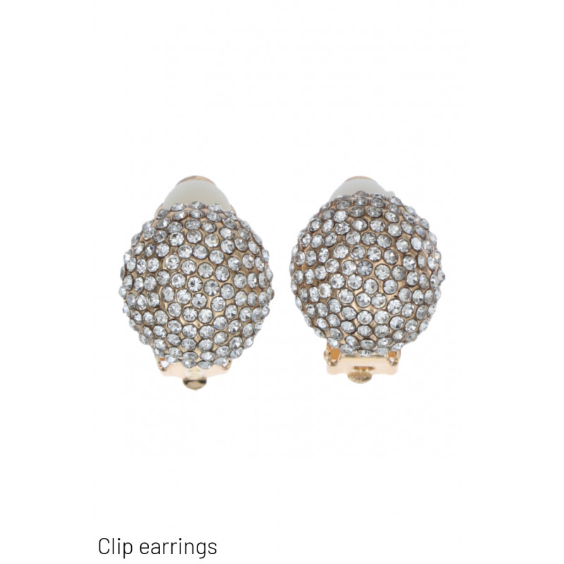 CLIP EARRINGS ROUND SHAPE WITH RHINESTONES