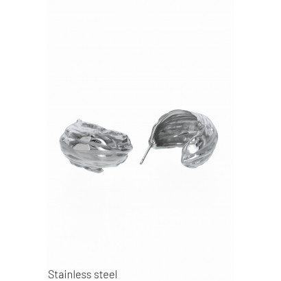 EARRINGS HAMMERED STEEL HALF MOON SHAPE