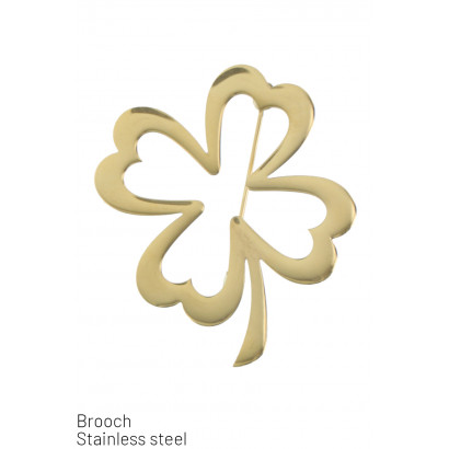 STEEL BROOCH WITH FOUR LEAF CLOVER