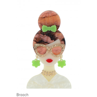 BROOCH WITH LADY WITH BOW IN HER HAIR
