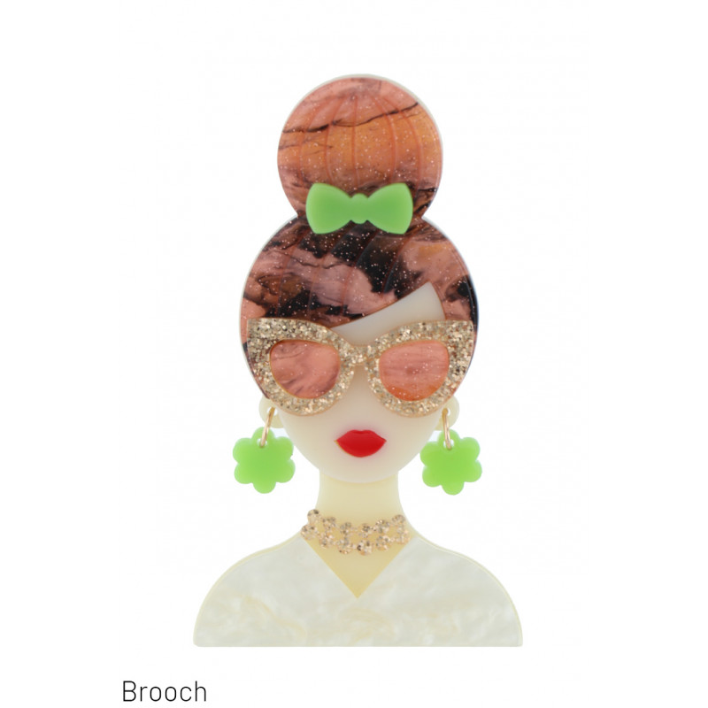 BROCHE AVEC DAME AVEC NOEUD DANS LES CHEVEUX