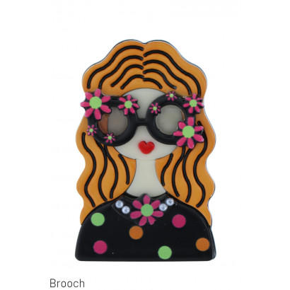 BROOCH WITH LADY WITH HIPPIE SUNGLASSES