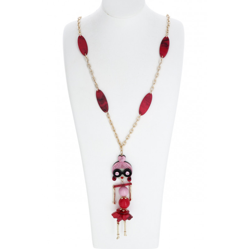 LONG NECKLACE WITH DOLL PENDANT IN RESIN