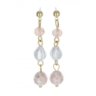 EARRINGS WITH PEARLS AND FACETED BEADS