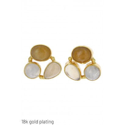GOLD PLATING EARRINGS WITH OVAL, ROUND, DROP SHAPE