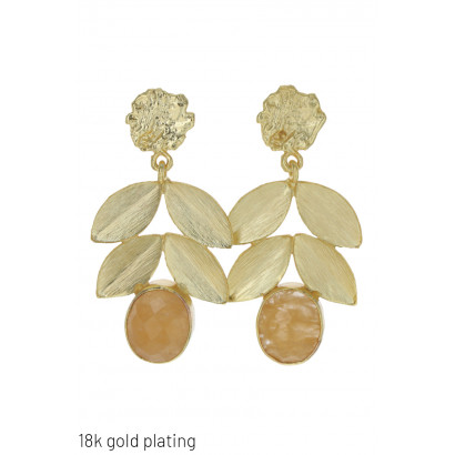 GOLD PLATING EARRINGS WITH LEAVES SHAPE