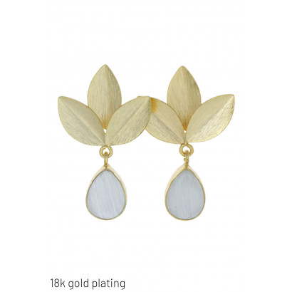 GOLD PLATING EARRINGS WITH DROP, LEAVES SHAPE