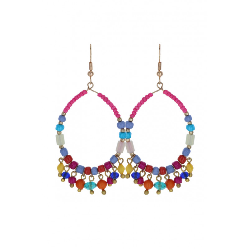 EARRINGS DROP SHAPED WITH MULTI BEADS
