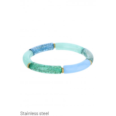 RESIN BRACELET DECORATED WITH STAINLESS STEEL RING
