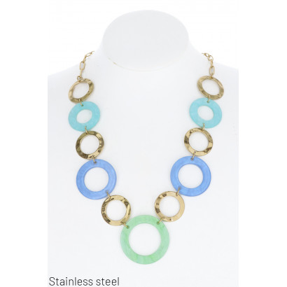 STAINL.STEEL AND RESINE NECKLACE WITH CIRCLES