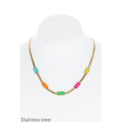 STAINL.STEEL ARTICULAR NECKLACE WITH ENAMEL