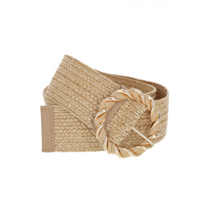 STRAW ELASTIC BELT SOLID COLOR, TWISTED BUCKLE