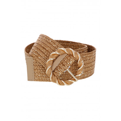 STRAW ELASTIC BELT SOLID COLOR, TWISTED BUCKLE