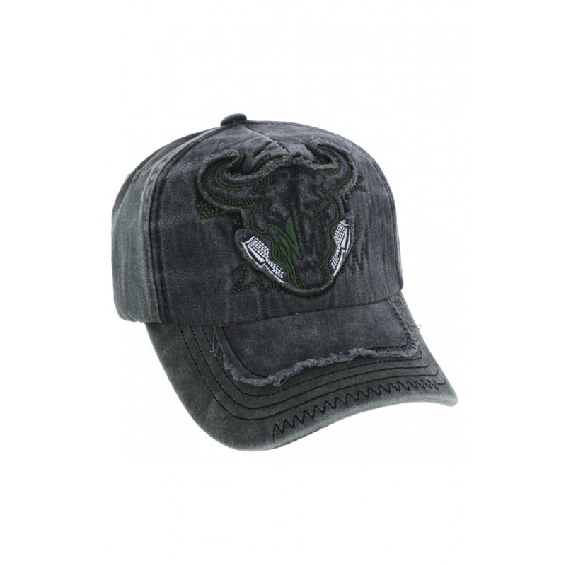 CAP FOR MEN IN DENIM WITH BUFFLAO PATCH