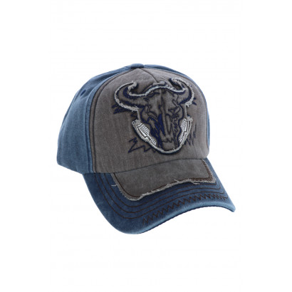 CAP FOR MEN IN DENIM WITH BUFFLAO PATCH