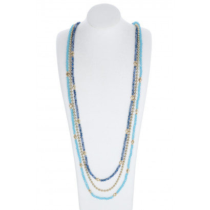 3 ROWS NECKLACE FACETED BEADS & PEARLS