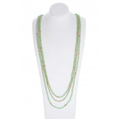 3 ROWS NECKLACE FACETED BEADS & PEARLS