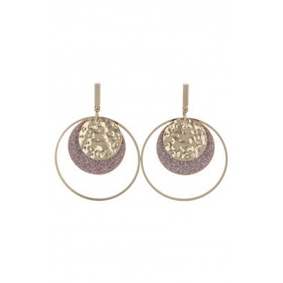 EARRINGS ROUND SHAPE, METAL AND GLITTERS