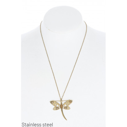 STAINL.STEEL NECKLACE WITH DRAGONFLY