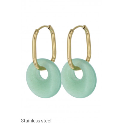 STEEL EARRINGS WITH ROUND SHAPE STONE