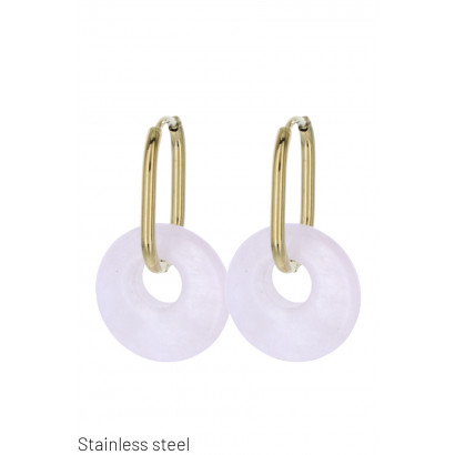 STEEL EARRINGS WITH ROUND SHAPE STONE