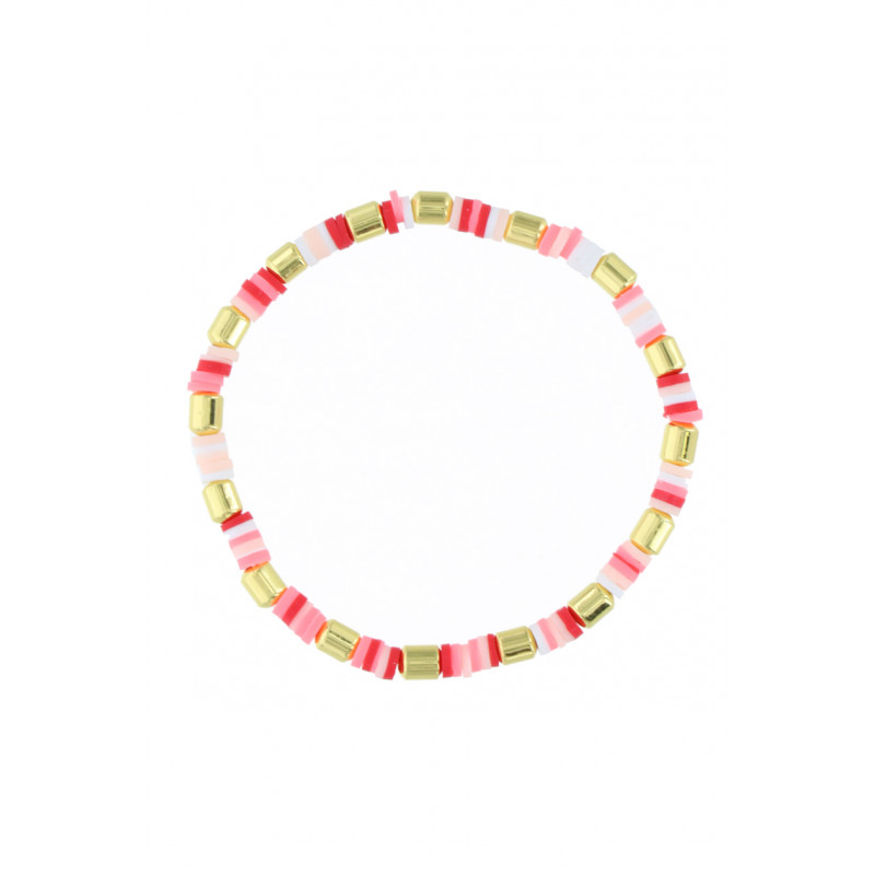ELASTIC BRACELET WITH METAL & RUBBER BEADS