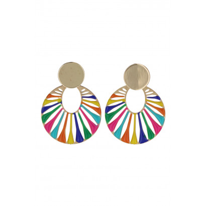 EARRINGS ROUND SHAPE & COLORED STRIPES