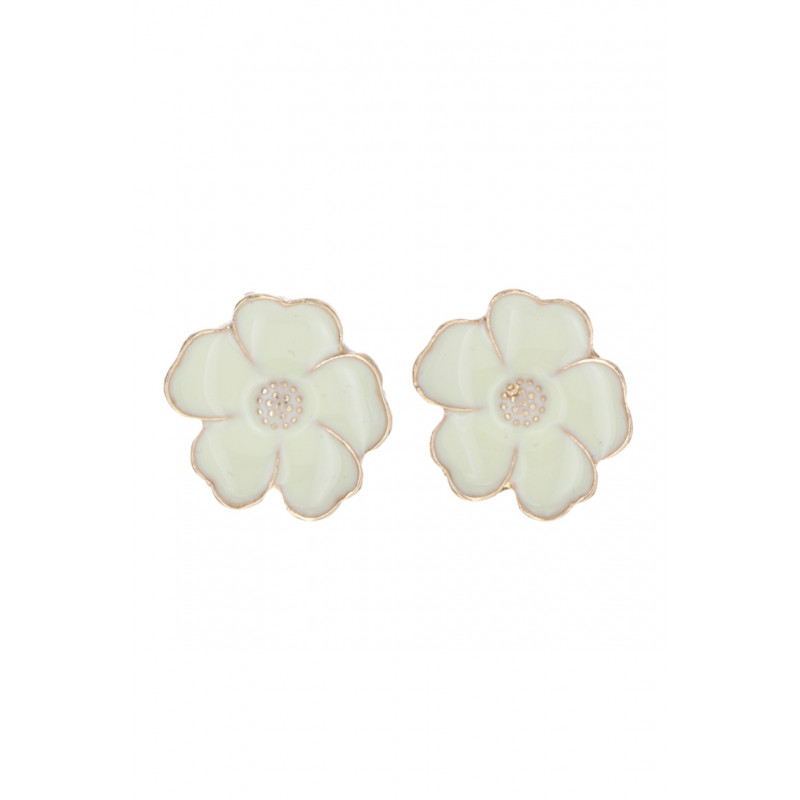 BOUCLES D'OREILLES, FORME DE FLEUR ET ÉMAIL