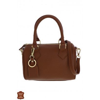 LUCIA, LEATHER BAG SOLID COLOR WITH KEYRING
