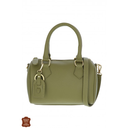 LUCIA, LEATHER BAG SOLID COLOR WITH KEYRING
