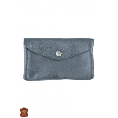 LEATHER METALIZED PURSE IN SOLID COLOR