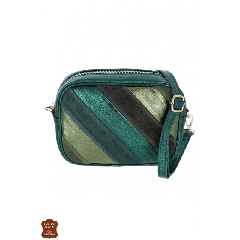 ROSIE, SAC BANDOULIÈRE CUIR BRILLANT, EF. PATCHWOR