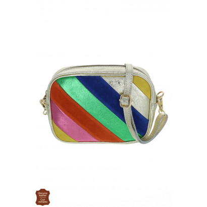 ROSIE, SAC BANDOULIÈRE CUIR BRILLANT, EF. PATCHWOR