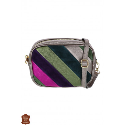 ROSIE, GLANZEND LEREN HANDTAS, PATCHWORK EFFECT