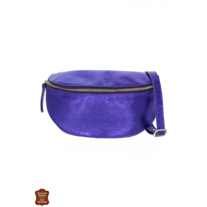 CÉLIA, WAIST SHINY LEATHER BAG IN SOLID COLOR
