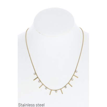 STAINL.STEEL NECKLACE WITH GEOMETRIC SHAPE, RHINES