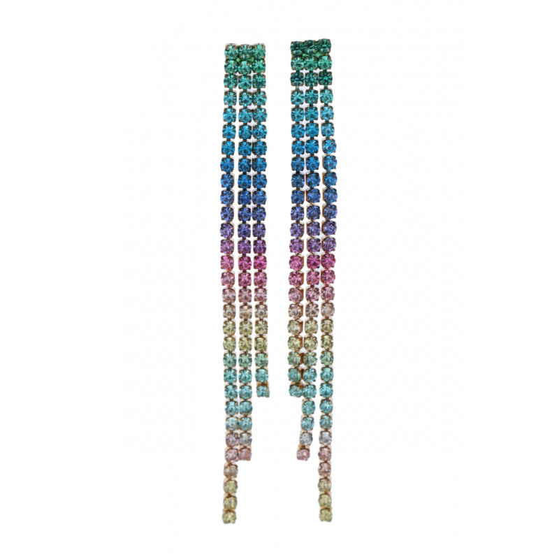 EARRINGS WITH FRINGES AND RHINESTONES