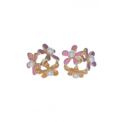 BOUCLES D'OREILLES, FORME DE FLEUR ET PERLE