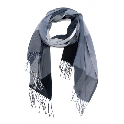 WOVEN SCARF WITH CHECKS AND FRINGES