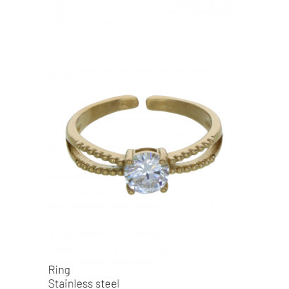 STAAL RING MET STRASS