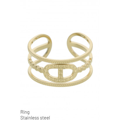 RING STAINLESS STEEL, 3 ROWS WITH LINK