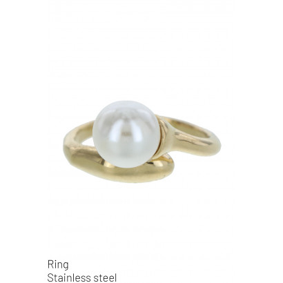 STAINLESS STEEL RING WITH PEARL