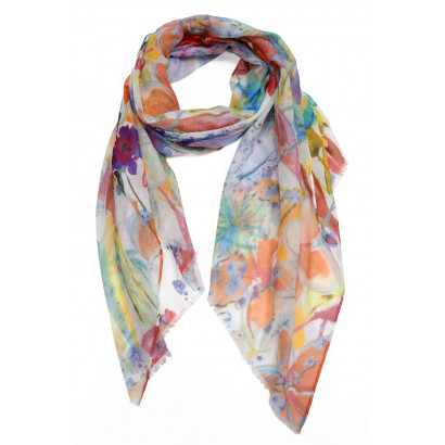SCARF PRINTED FLOWERS AND...