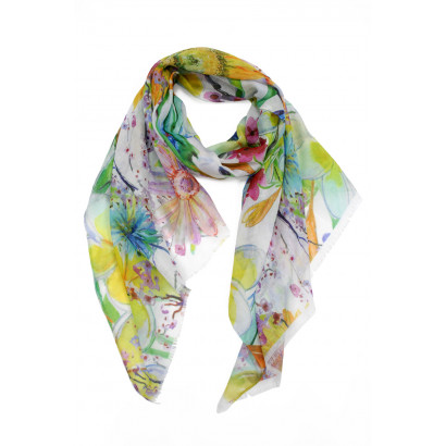 SCARF PRINTED FLOWERS AND LEAVES
