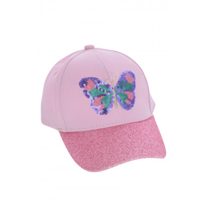 CAP FOR KIDS WITH BUTTERFLY, SEQUINS AND GLITTERS