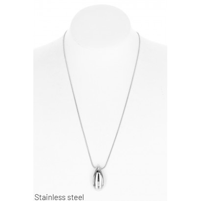 STAINL.STEEL NECKLACE WITH DROP SHAPE PENDANT