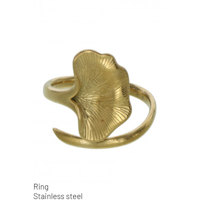 RING STAINLESS STEEL WITH GINKO LEAF
